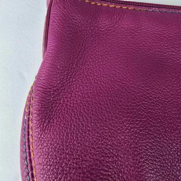 The SAK Hot Pink Leather Shoulder Bag Heart Shoulder Strap Multi Color Stitching - Picture 6 of 12